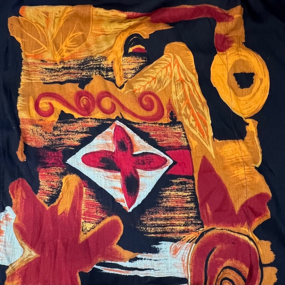 NWT Southwest Indian Foundation Kimono Cover Up Black Orange‎ Red Abstract - Picture 7 of 11